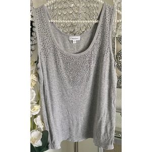 Calvin Klein Studded Embellished Gray Tank Top L